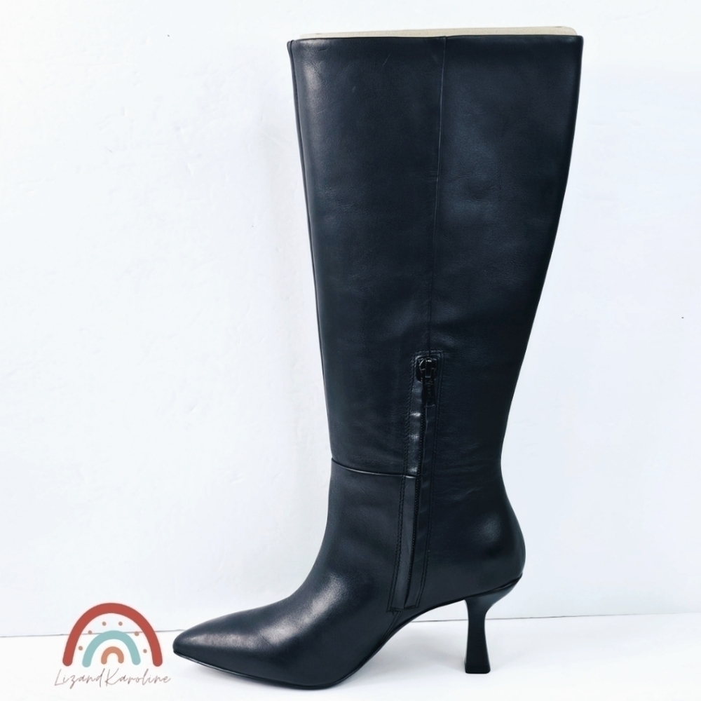 New! Madewell The Justine Knee Boot with Extended Calf in Black Leather - Picture 8 of 16
